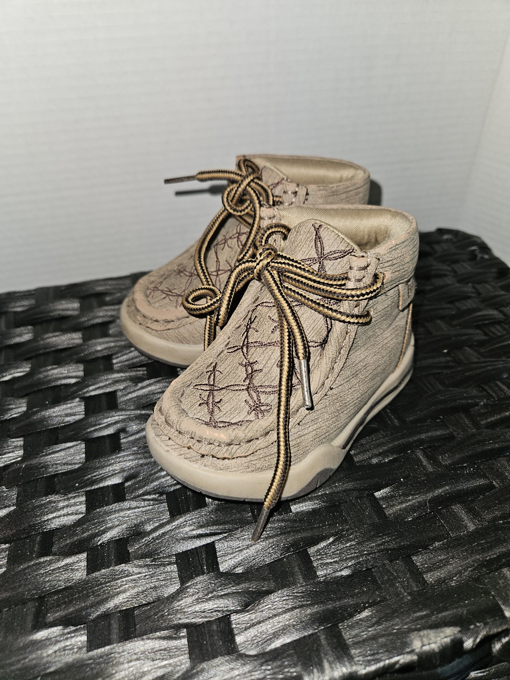 Twister Kids Tan Moccasin-Style Lace-Up Light Up Boots